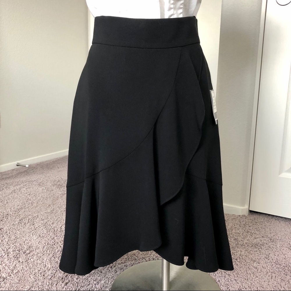 Nine West Ruffled Tiered High-Low Midi Skirt